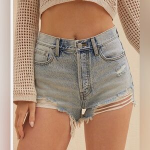 Pacsun Ultra High Rise Cutoff Denim Jean Shorts SIZE 28 Distressed Raw Hem